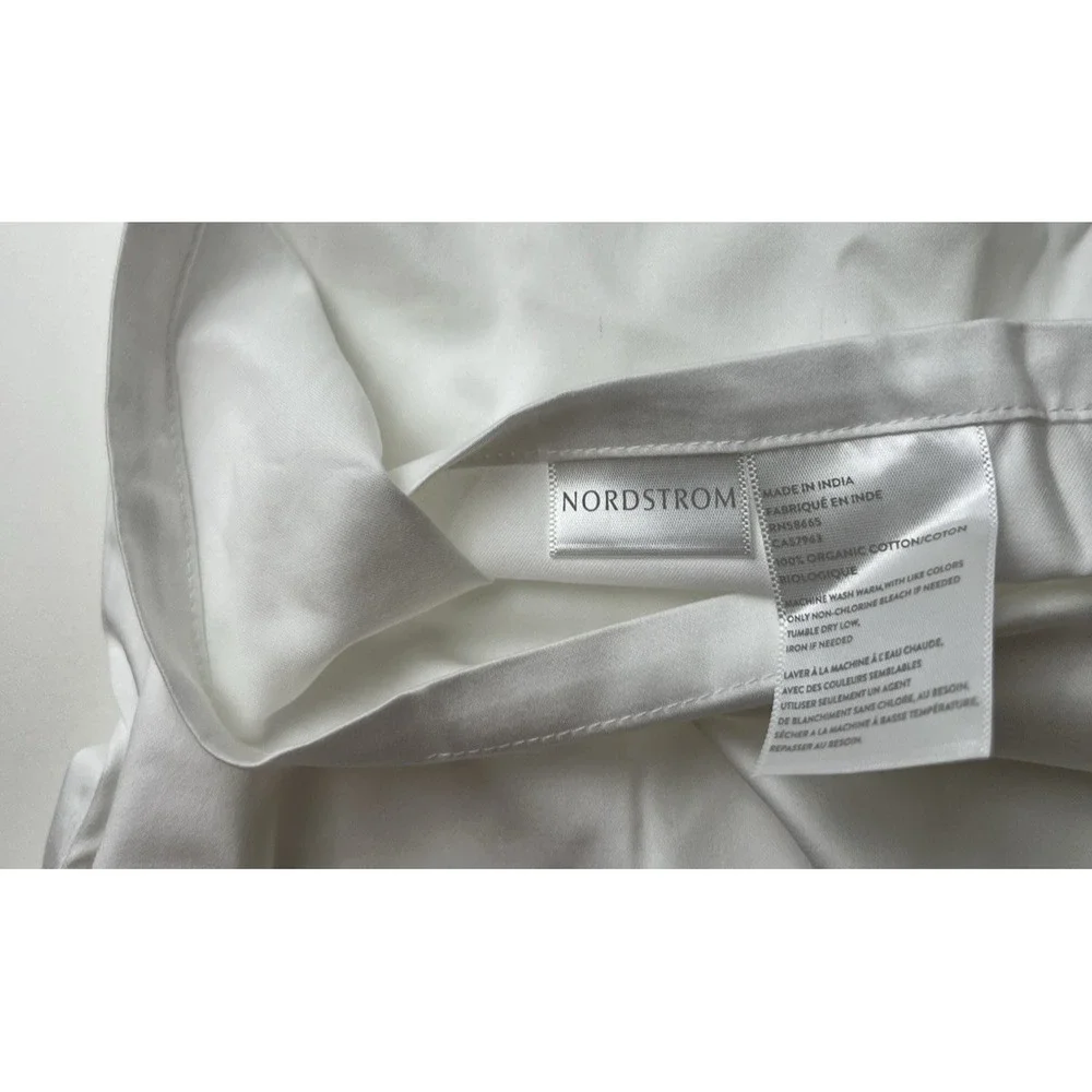 Nordstrom Organic Cotton White with Gray Trim Standard Pair of Shams 27
